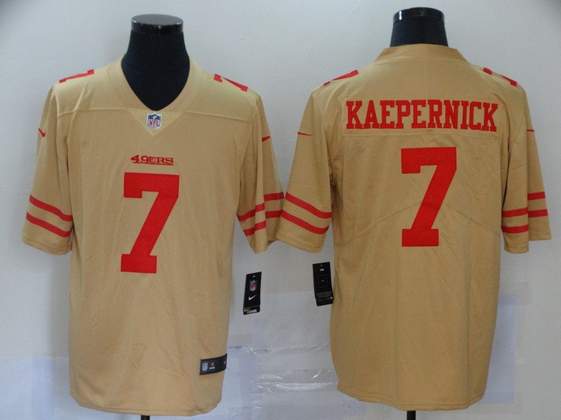 2020 Men San Francisco 49ers 7 Kaepernick yellow turn back Nike Vapor Untouchable Limited NFL Jerseys